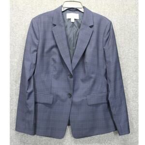 Womens Boss Hugo Boss Jabahana Blazer Virgin Wool US 14 Navy Blue Windowpane